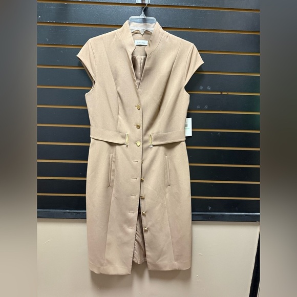 Calvin Klein Dresses & Skirts - Calvin Klein Tan Button-Down Midi Dress